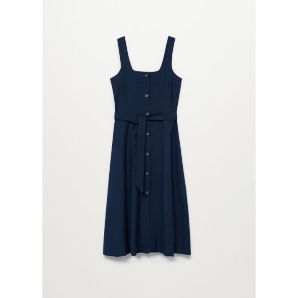 Mango Navy Sleeveless French Midi Dress (NWT)